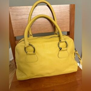 BODEN Yellow Leather handle bag purse EUC